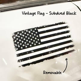 GRITKULTURE Classic American Flag Removable Decal Graphic Sticker- US Flag Vinyl for Cars, Trucks, Bumper -5.5 Inch X 3.3 Inch (Vintage Subdued Black)