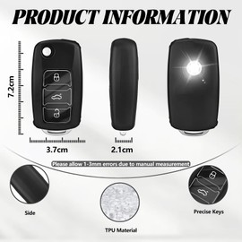 TOOMUME Key Case TPU Glossy Transparent Car Key Cover Fits VW Volkswagen Golf 4/5/6 Multivan T5 Polo Up Caddy Beetle Sharan Jetta Bora Seat Ibiza Skoda Fabia