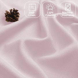 Chyhomenyc Bennet Blush Pink Curtains 54 Inch Length 2 Panels, Faux Linen Textured Semi Sheer Light Filtering Soft Airy Rod Pocket Window Treatment Drapes for Living Room Bedroom, Each 30" Wx54 L