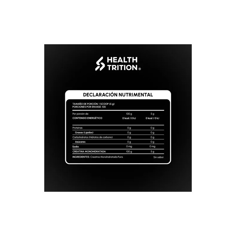 Creatina Monohidratada 500g Healthtrition Sin Sabor