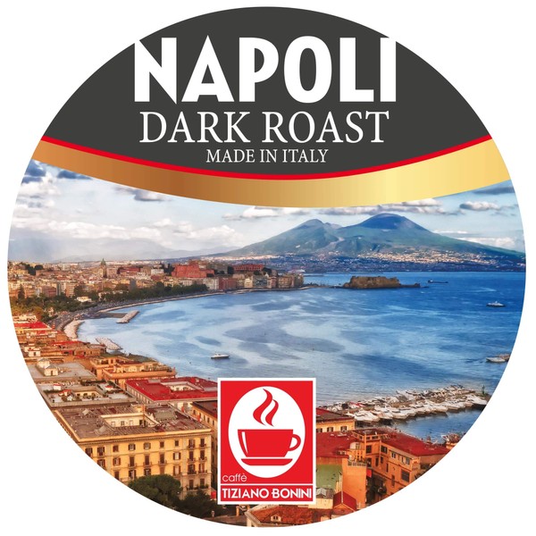 Caffe Bonini Coffee Pods, Napoli Dark Roast Coffee, Bold Roast Coffee, Single Serve Coffee for Keurig Kups Machines, 24 Count