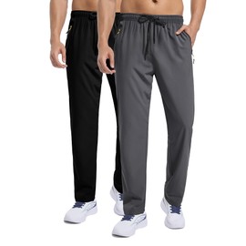 Men's Sweatpants Lightweight Workout Pants with Zipper Pockets Elastic Waist Athletic Pants for Men Exercise Jogging Hiking Black Dark Grey 3XL