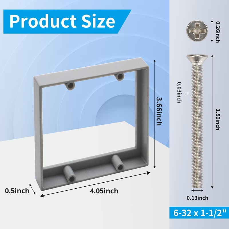 XGGYA 1/2” Double Gang Receptacle Outlet Box Extender,Gray Electrical Box