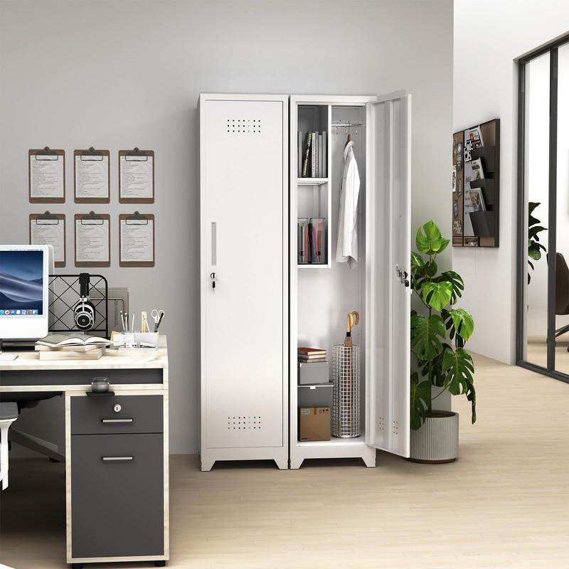LUCYPAL Broom Closet Storage Cabinet,65" H Metal Cleaning Tool Cabinets