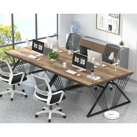 FOLUBAN Modern Home Office Desk, Wood and Metal Computer Desk, Industrial Study Writing Work Table for Bedroom Living Room, Oak, 60 Inch