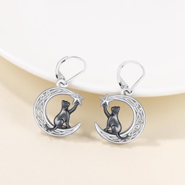 Cat/Axolotl/Koala Earrings for Women 925 Sterling Silver Celtic Hanging Earrings Animal Jewellery for Women Girls, Sterling Silver
