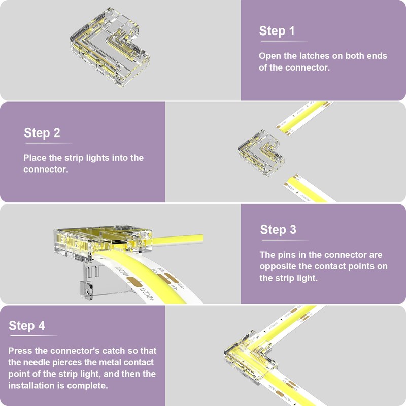 MIWISE 10mm Connectors Kit for 3-Pin CCT COB LED Strip,