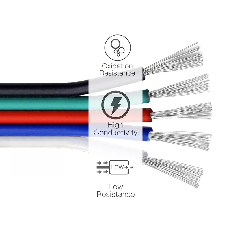 22 Gauge 5Pin Extension Wire, EvZ 22AWG 5 Conductor Parallel