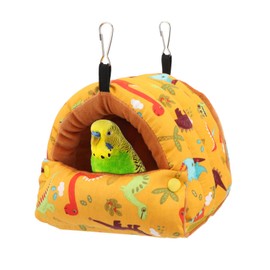 Wontee Bird Nest House Winter Warm Snuggle Hut Bird Bed Hanging Hammock for Parrots Budgies Parakeets Caique Senegal Cockatiels Conures (Dark Yellow, Small)