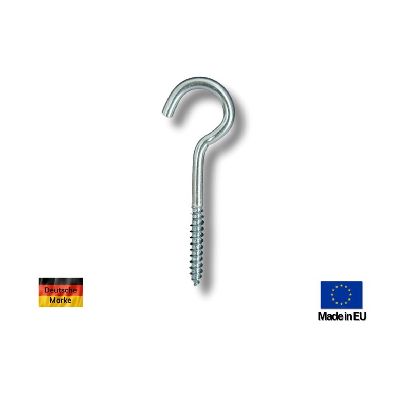 THOMCE Robust Screw Hooks Galvanised Pack of 20 4.5 x
