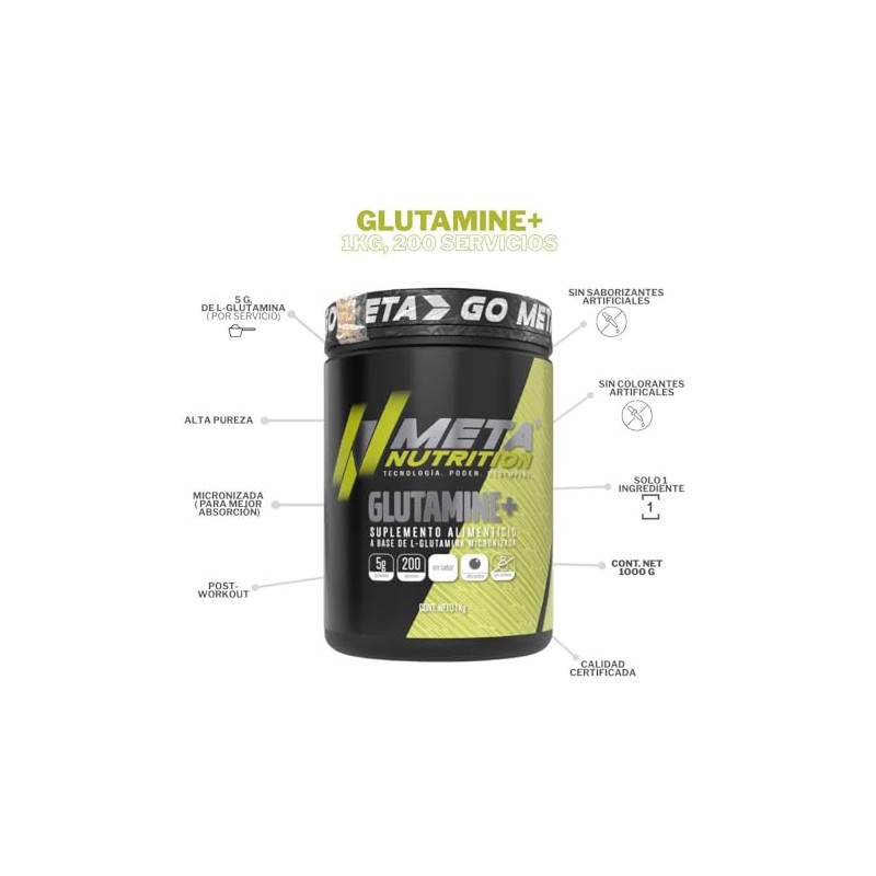 Meta Nutrition Glutamina Micronizada de Alta Pureza, Value Size 1Kg,