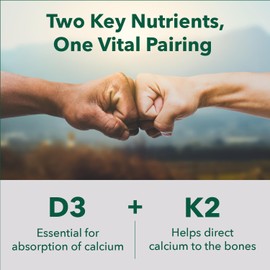 PlantFusion Organic Vegan Vitamin D3 + K2 5,000 IU, 50MCG – Vitamin D Sourced from Plant Based Lichen and Vitamin K2, for Immune Support and Bone Health - 60 Capsules