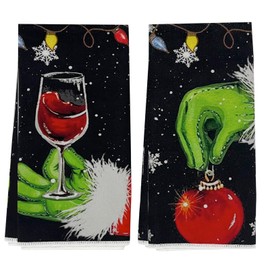 JINGTOPS Tea Towels Christmas Kitchen Towels, Hand Towel Tea Towel Christmas Decoration, Microfibre Towels for Kitchen Drying Towel, Winter Christmas Decoration Indoor Table Decoration 40 x 60 cm (2,