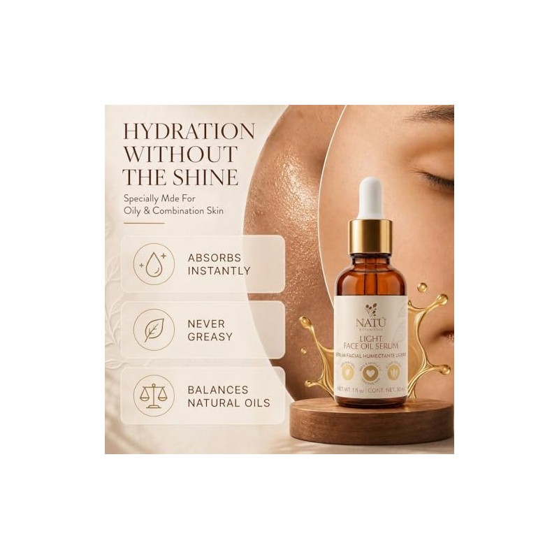 Serum Facial Humectante Ligero NATÚ BOTANICALS para Piel Grasa y