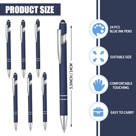 Lmisraely 24 Pcs Blue Ink Ballpoint Pen with Stylus Tip 2 in 1 Ballpoint Pen 1.0 mm Blue Ink Metal Stylus Pen for Touch Screens Coworkers, Family, Colleagues, Office (navy blue)