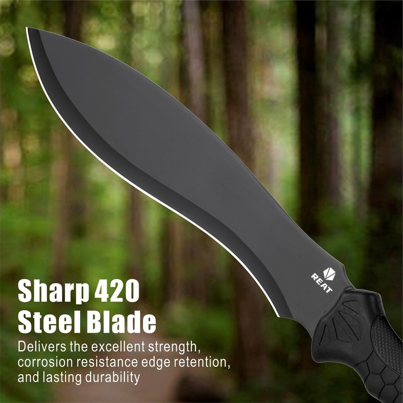 REAT Gardenging Machete, 17" Heavy Duty Machete with Sheath, Ergonomic