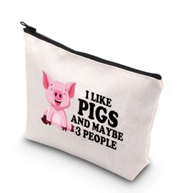 BDPWSS Pig Makeup Bag Funny Pig Lover Gift for Women I Like Pigs and Maybe 3 People Cute Pink Pigs Travel Pouch (I Like Pigs CA)