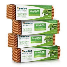 Himalaya Whitening Antiplaque Toothpaste with Bamboo + Sea Salt, Fluoride Free, for Gentle Whitening, 4 oz, 4 Pack