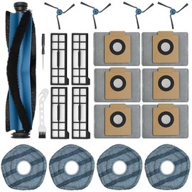 21Pcs X10 Pro Omni Replacement Parts Kit for Eufy X10 Pro Omni Robot Vacuum Accessories, 1 Main Roller Brush, 6 Dust Bags 4 Side Brushes 4 Hepa Filters 4 Mop Pads 1 Screwdriver 1 Clean Tool