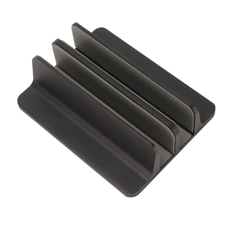 Vertical Laptop Stand Aluminum Alloy Double Dock Black Multifunctional Cooling
