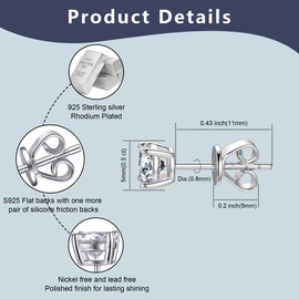 Moissanite Stud Earrings for Women Men,Tarnish-Resistant Rhodium Plated 925 Sterling Silver Hypoallergenic Earring,D Color VVS1 Clarity Moissanite,Classic Solitaire for Anniversary Wedding Gift,0.5ct