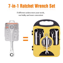 LEONTOOL 6PCS Socket Ratchet Wrench Set 8.5" Quick Release Ratchet Set Metric Ratchet Combination Wrench Set Universal Spline Ratchet Wrench Set