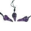 Loveliome Natural Crystal Stone Raven Skull Pendant Necklace Hand Carved