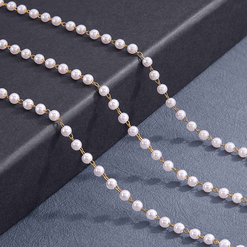 COGCHARGER 1 roll 10M Imitation Pearl Beaded Chain Link Cable
