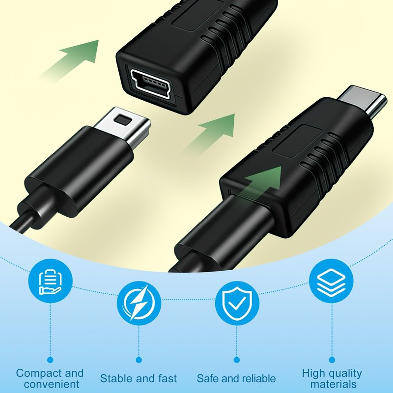 LEMLIN Typ-C Stecker auf Mini USB Buchse, Adapter Unterstützung Ladenadapter