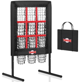 9 Hole Pitching Net with Strike Zone, Baseball Pitching Target, Softball Pitching Net，Protable and Adjustable Pitcher Training Equipment with Throwing Pitching Target