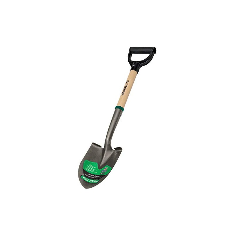 Truper 31196 Tru Tough 19-Inch Short D-Handle Round Point Shovel,