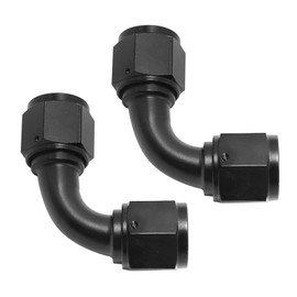 ZUDKSUY 2Pcs 4AN Female to 4AN Female Flare Coupler Swivel Coupler Fitting Union Adapter 90 Degree Max Working Pressure 1500PSI Universal for Fuel Systems Cooling Systems Aluminum Black