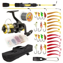 Topline Tackle Longer Smooth Durability 4 Piece Fishing Rod Made in China Durable Ice Fishing Rod and Reel SetLength: 1.8 m(5.91ft), Color: Yellow