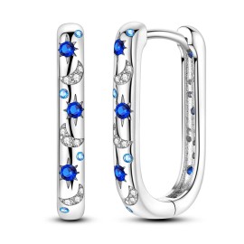 MULA Sparkling Starry Night U-shaped Hoop Earrings For Women 925 Sterling Silver