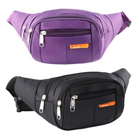 Pack of 2 Waterproof Bum Bag for Men and Women, Sports Belt Bag with Adjustable Strap, Waist Bag, Outdoor Running Belt, Money Belt, Multifunctional Chest Bag for Travel, Running, Festival, Black +