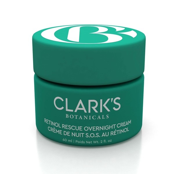 Clark's Botanicals Retinol Rescue Overnight Cream: Night Cream with Hyaluronic Acid & Vitamin C for All Skin Types, Patented Time-Release Retinol, Targets Fine Lines, Wrinkles, and Dryness, 60ml | 2oz