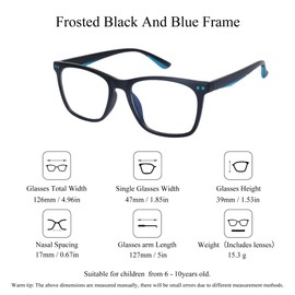 SooGree - anteojos de luz azul para niños con bloqueo de luz azul para adolescentes y niñas, visualización de computadora para juegos de TV teléfono, 6-10 Negro y Azul, 6 -10 years old