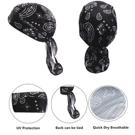 GUIFIER 4 Stück Bandana Cap Kopftuch mit Schirm, Atmungsaktiv Radmütze unter Helm Sommer, Kopfbedeckung Männer, Schädelkappe Herren Sport Durag Bandana, Skull Cap Fahrradhelm UV Schutz Kopfbandage