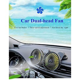 Queta Queta Dual-Head Car Fan 5V Electric Auto Cooling Fan Vehicle Mounted USB Fan 3 Speed 360 Degree Rotatable Dual Head Car Fans Air Circulator for Car Dashboard Home Office