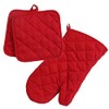 Home Collection - Juego de 3 manoplas para horno y agarraderas (rojo)