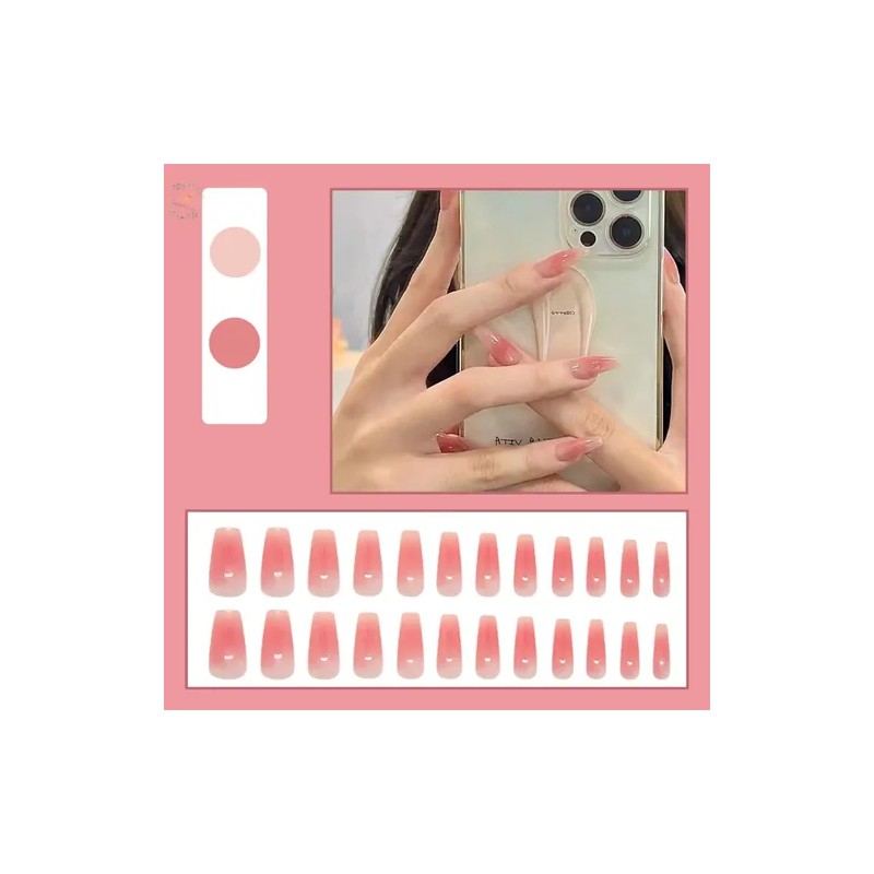 24pc Uñas Postizas Reutilizables Uñas Press On Con Pegamento
