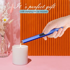 JETPRO Electric Lighter Arc Windproof Flameless USB Lighter Rechargeable Lighter with Safety Lock for Candle BBQ Camping (Dark Blue)