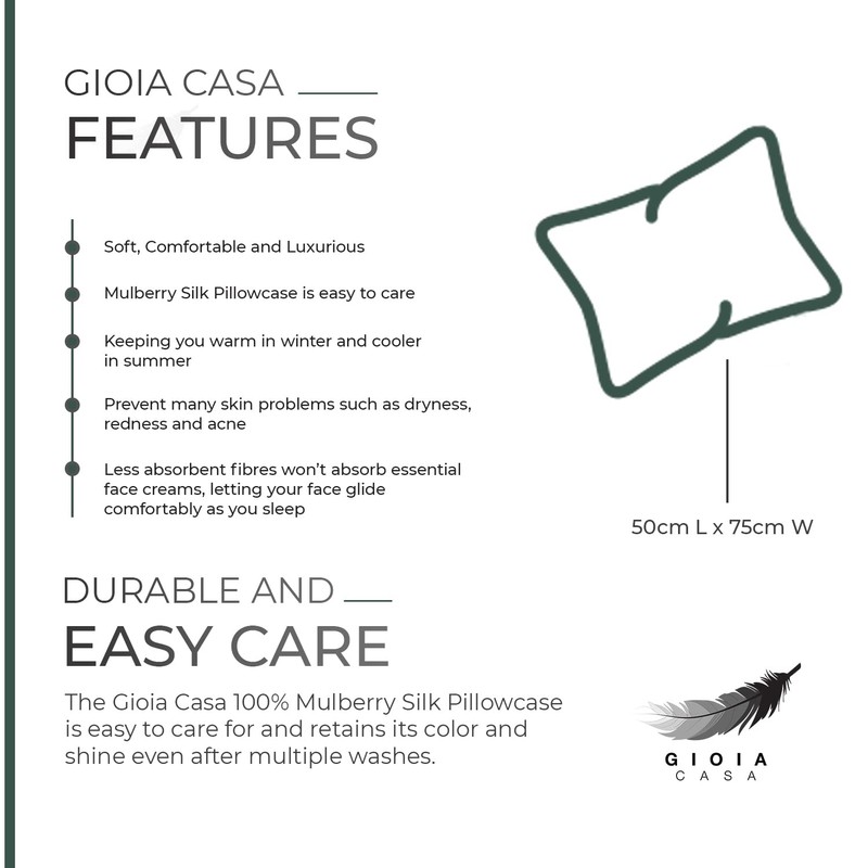 Gioia Casa Luxury Pillowcase - Emerald Green, 1pc - Soft