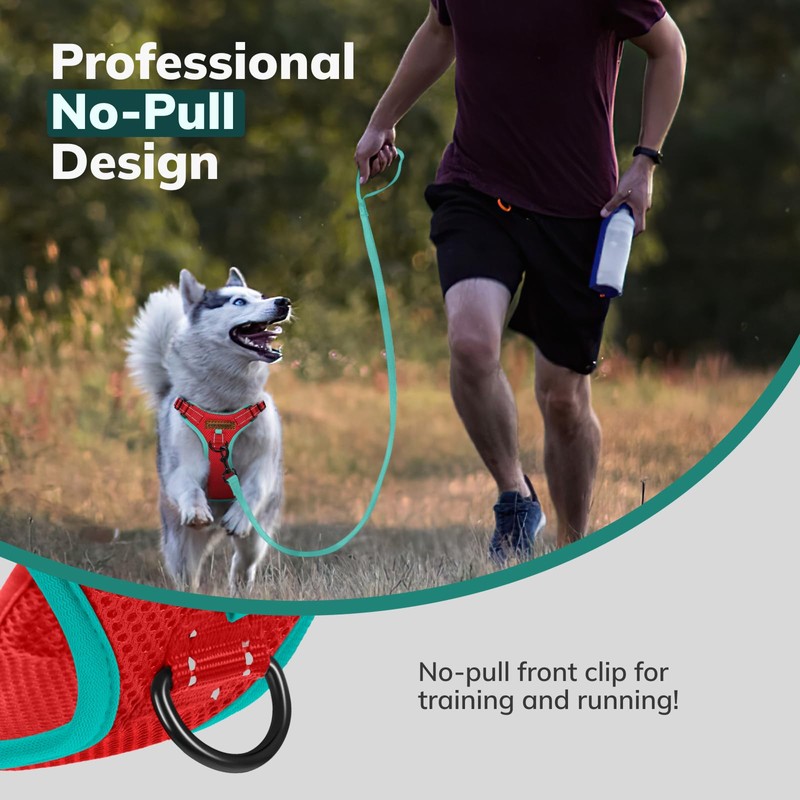 FAYOGOO Dog Harness Medium, No Pull Vest Harness with 2