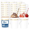 48PCS Plastic Coffee Mugs with Handles,8 OZ Disposable Gold Rimmed