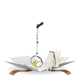 Rolatape 27 in. L x 12 in. W Measuring Wheel 10000 ft Silver – Accurate Distance Measuring for Various Surfaces – Bundle with Work Gloves Gift Set (2 Items)