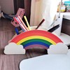MEMOFYND 1 Piece Rainbow Wooden Pen Holder Storage Box Stationery