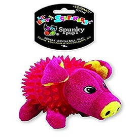 Spunky Pup Lil' Bitty Squeakers Dog Toy | Small Sized Dog Toy with Ball Squeaker | Pig