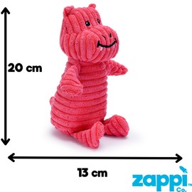 Zappi Co Pink Hippo Dragon Plush Dog Toy with Squeaker – Soft, durable, ribbed design for play, perfect for small and medium dogs. Ideal for interactive play and enjoyment.