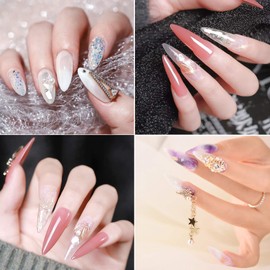 Poly Nail Extension Gel Kit, Nail Builder Gel for Quick Nail Starter Kit with Slip Solution, All-in-One French Manicure Set for Nail Enhancement Crystal Clear Poly Nail Extension Gel Kit